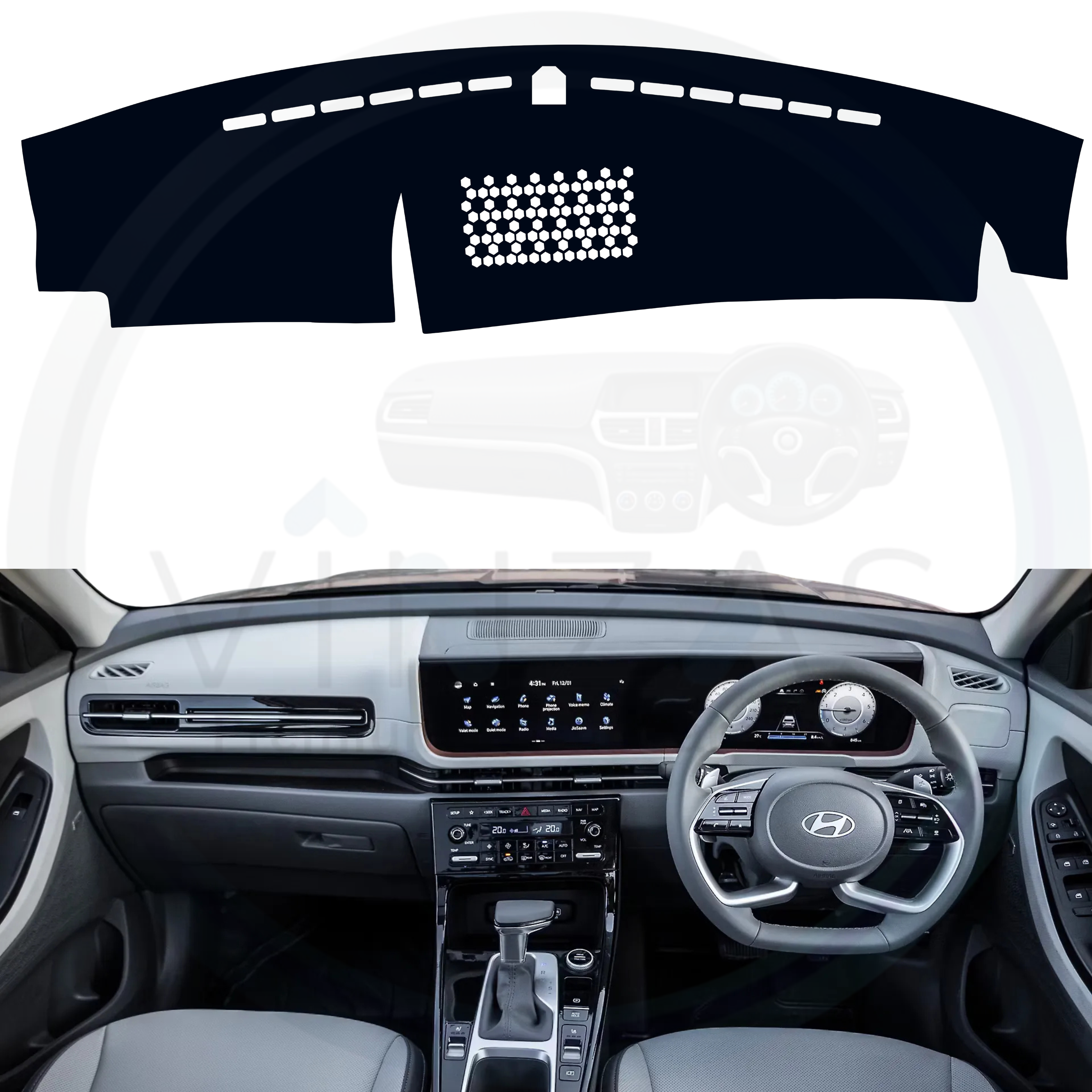 Hyundai Alcazar 2024 To 2025 Car Dashboard Cover Mat