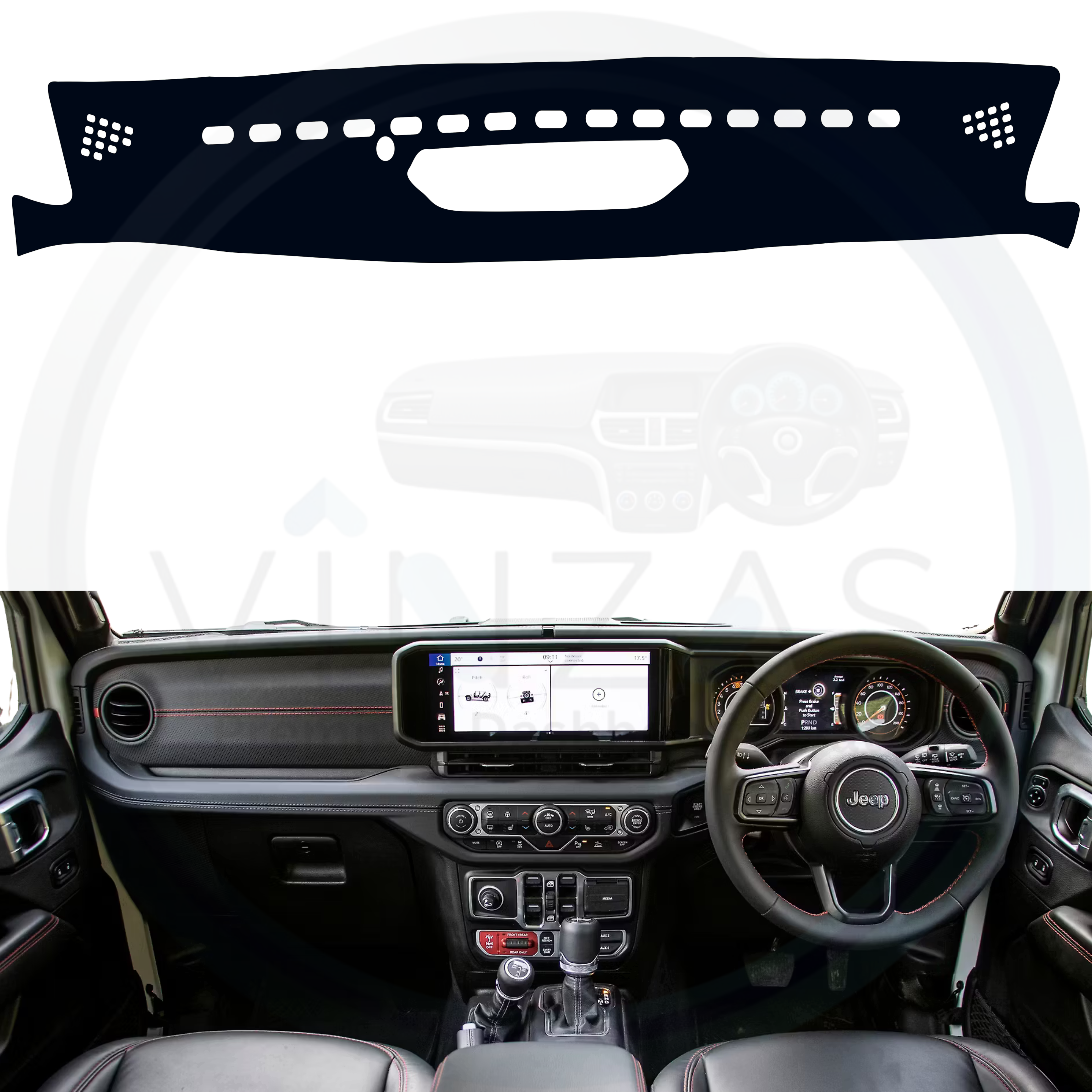 Jeep Wrangler Car Dashboard Cover Mat 2017 To 2025