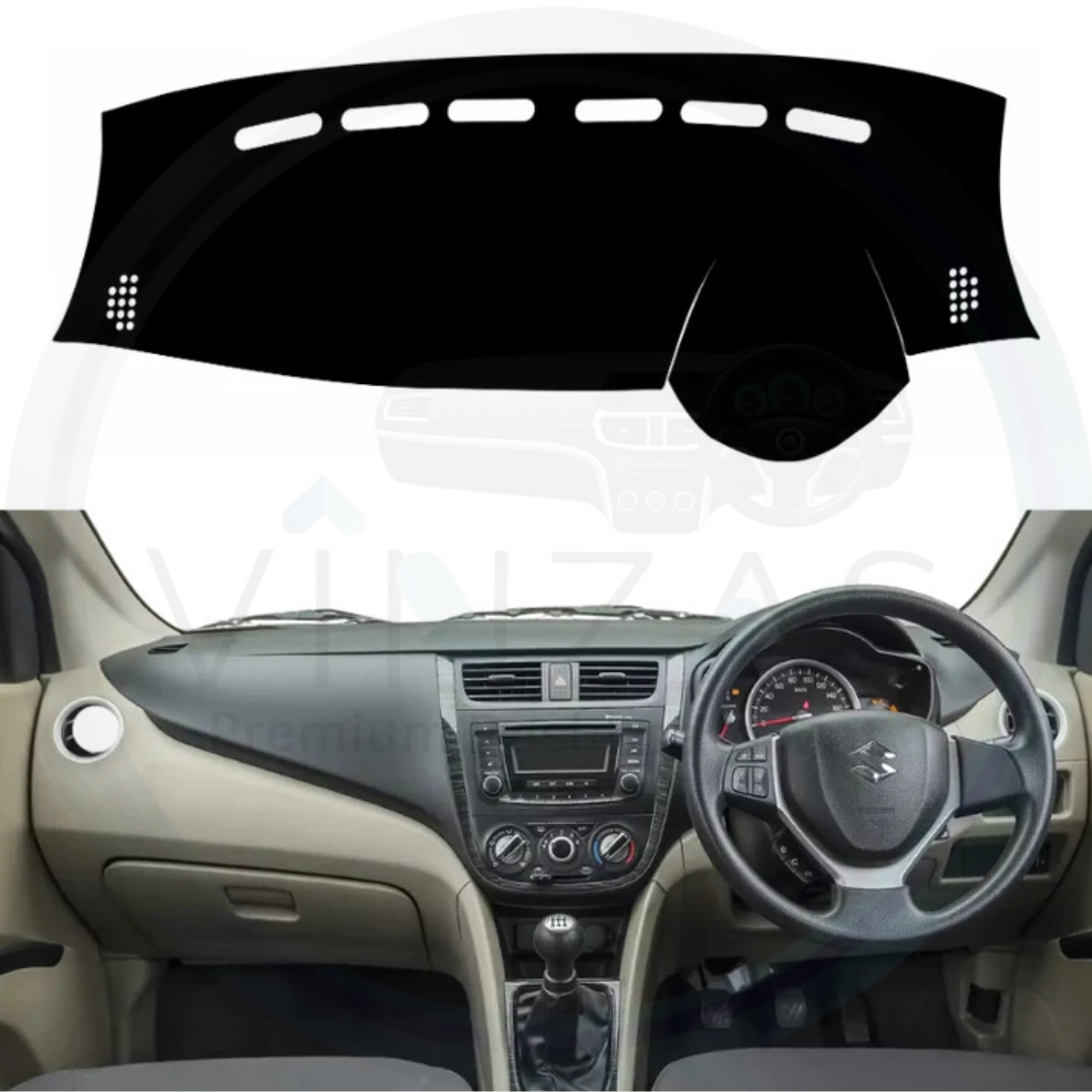 Black custom car dashboard cover installed in a Celerio 